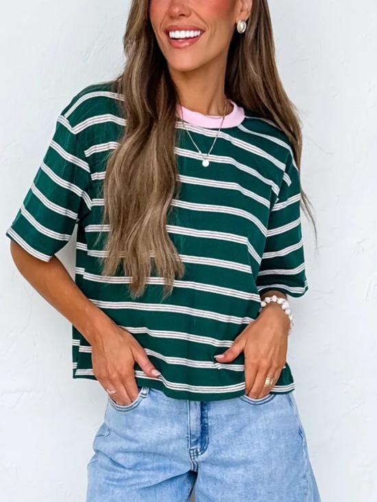 Summer Melon Tops - Butter Melon Cropped Tee in Green - Small